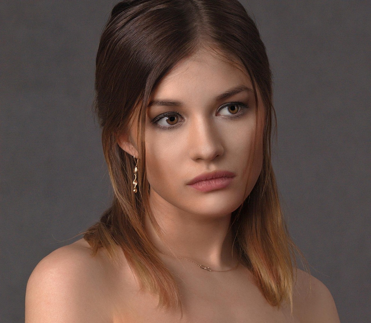 girl, sad, portrait, face, woman, bust, makeup, sad girl, cosmetics, brunette, brunette woman, young woman, hairstyle, model, look, hair, unhappy